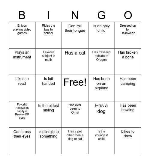 Get To Know You Bingo Card