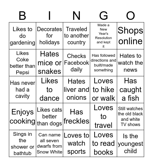 Human BINGO Card