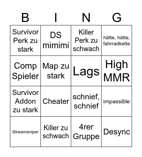 Motzboter Bingocard Bingo Card