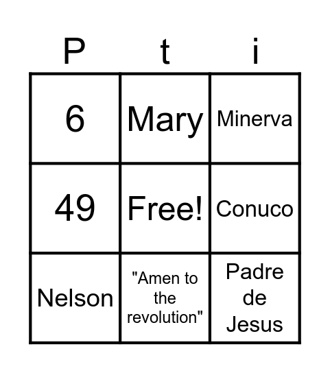 In the Time of the Butterflies Bingo Card