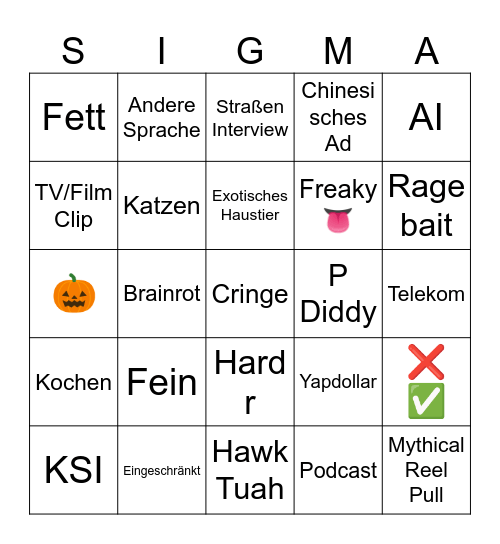 Reels Bingo Card