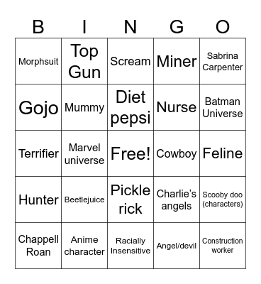 San Ant Halloween Costumes Bingo Card