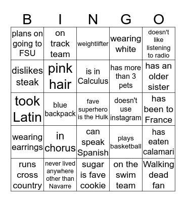 Human Bingo Card