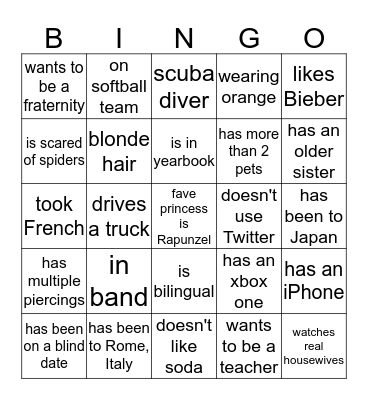 Human Bingo Card