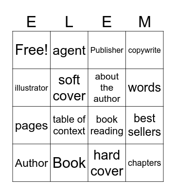 All about a book and reading Bingo Card