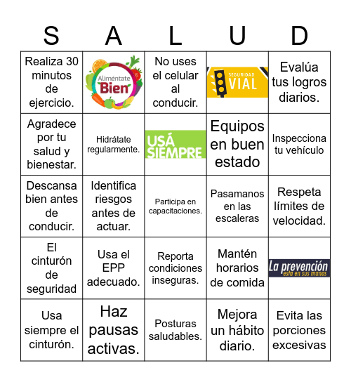 Bingo saludable Bingo Card