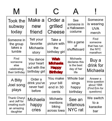 Happy Birthday Bingo Card