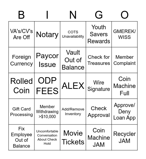 First Community Credit Union- Management Bingo Card