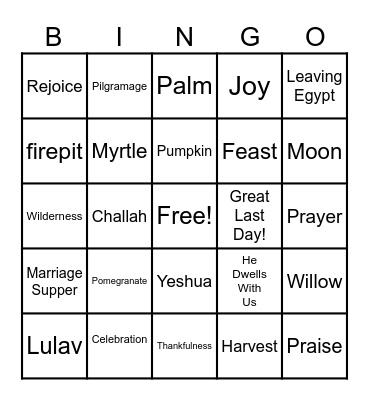 Sukkot Bingo Card