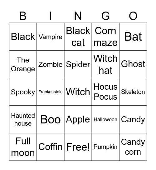 Halloween Bingo Card