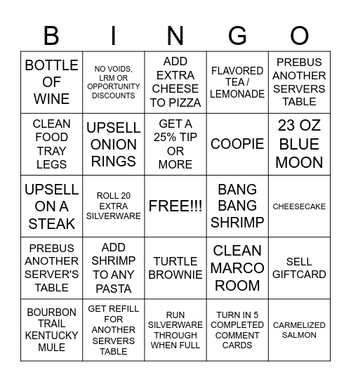 SERVER BINGO Card