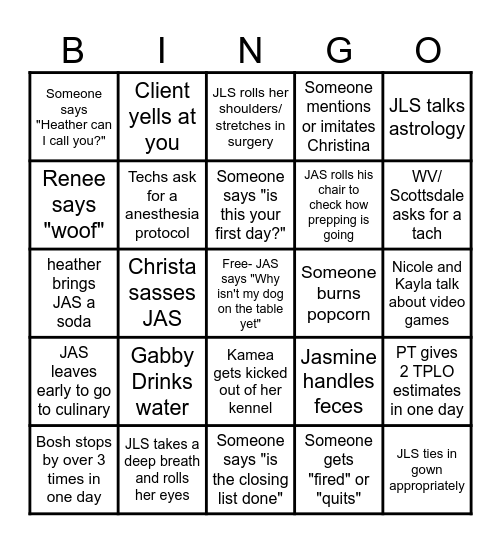 SVSS Bingo- Gilbert Edition Bingo Card