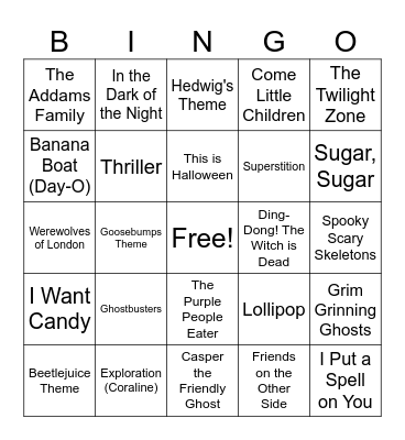 Halloween Bingo! Bingo Card