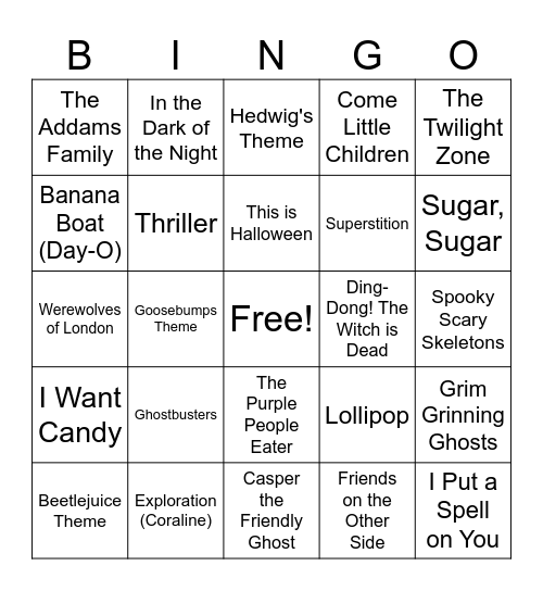 Halloween Bingo! Bingo Card