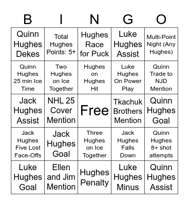 Hughesbowl 10/30 Bingo Card