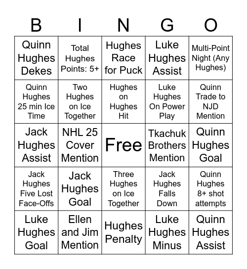 Hughesbowl 10/30 Bingo Card