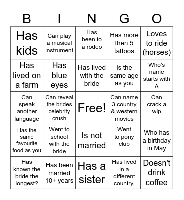 Find someone who Bingo Card