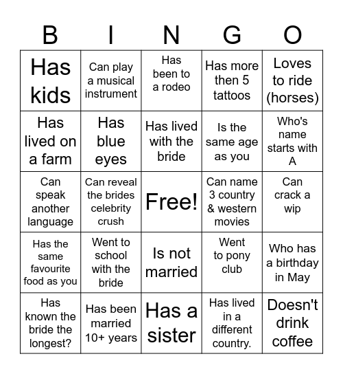 Find someone who Bingo Card