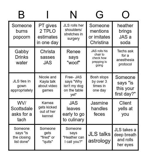 SVSS Bingo - Gilbert Edition Bingo Card