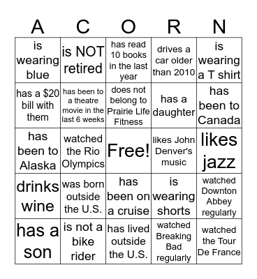 Get the signature of someone who: Bingo Card