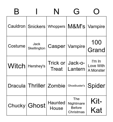 Halloween Bingo Card