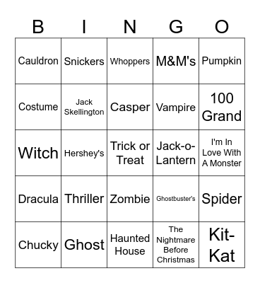 Halloween Bingo Card