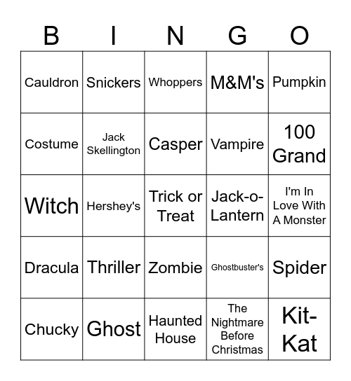 Halloween Bingo Card