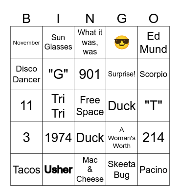 All About Tria Bingo Card