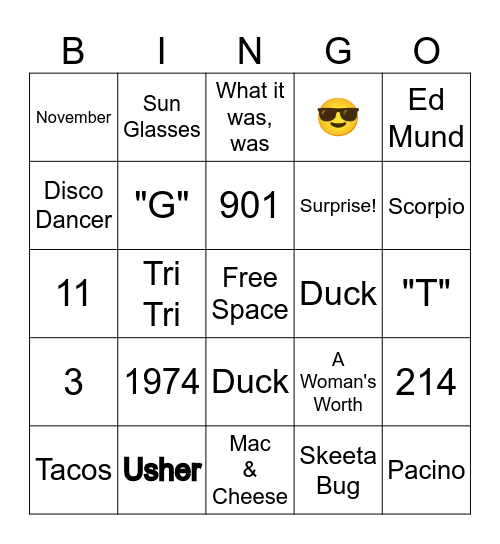 All About Tria Bingo Card