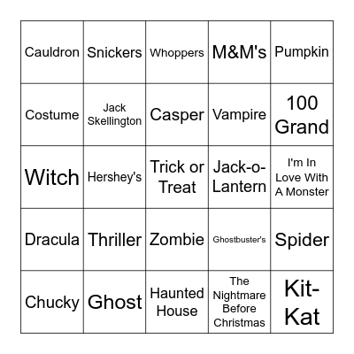 Halloween Bingo Card