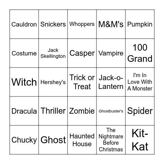 Halloween Bingo Card