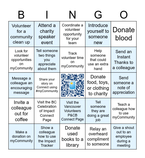 Celebration of Impact Bingo Card