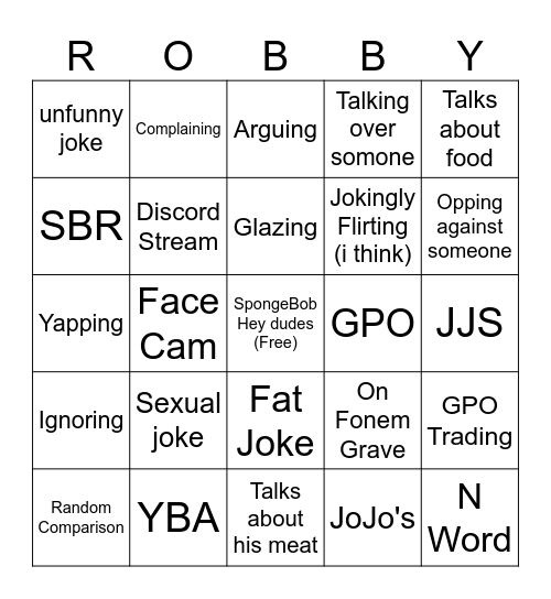 Robby Bingo Card