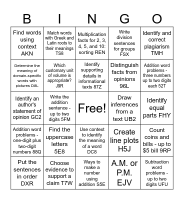 MALCOLM 11/4 TO 11/8 Bingo Card