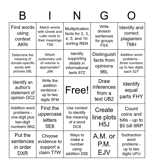 MALCOLM 11/4 TO 11/8 Bingo Card