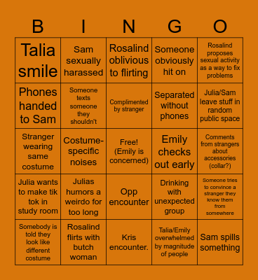 JERTS halloweekend Bingo Card