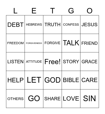 LET GO  Bingo Card