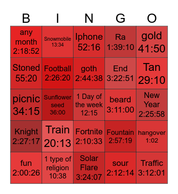 Infinite Craft Bingo Card
