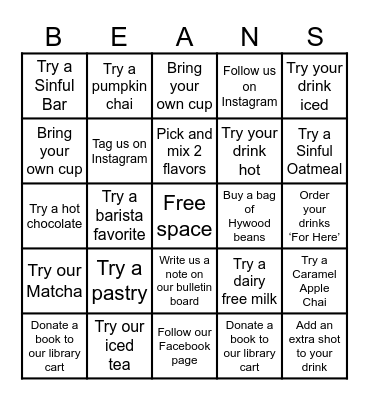 VERBENA BEAN-GO Bingo Card