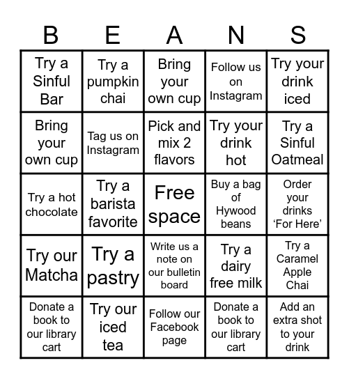 VERBENA BEAN-GO Bingo Card