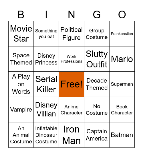 Tour De Pumpkin Bingo Card