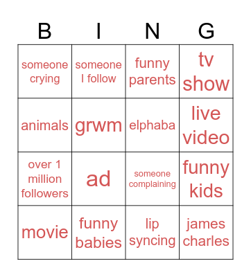 tik tok bingo Card