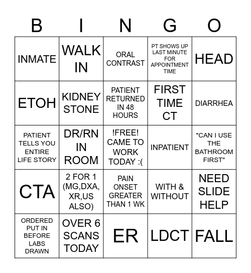 CT Bingo Card