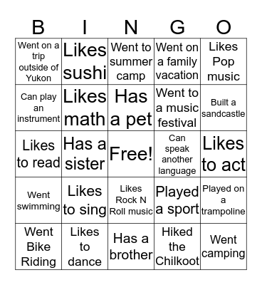Find someone who... Bingo Card