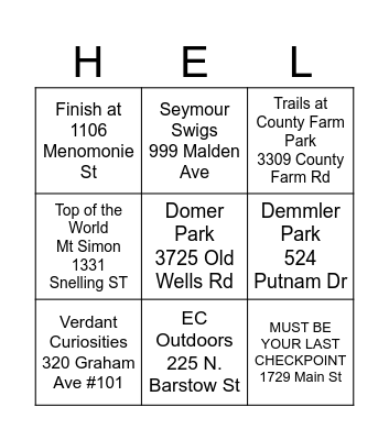 Hellcat 14 Bingo Card