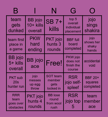 MCC Haunted Hoedown Fuchsia Frankensteins Bingo Card