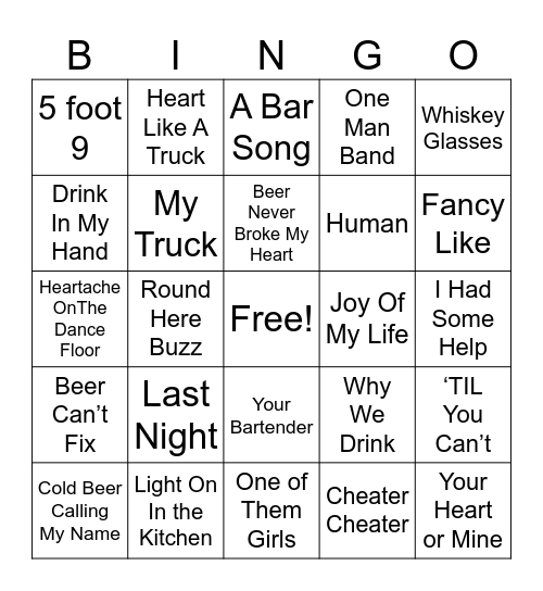 ===Country=== Bingo Card