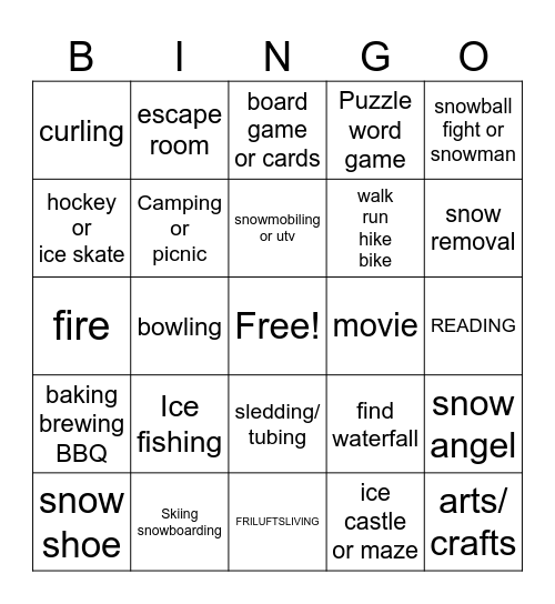 Winter Bingo Card