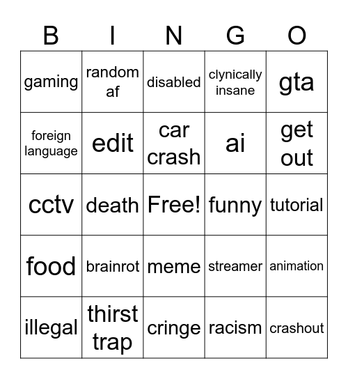 instagram reels bingo Card