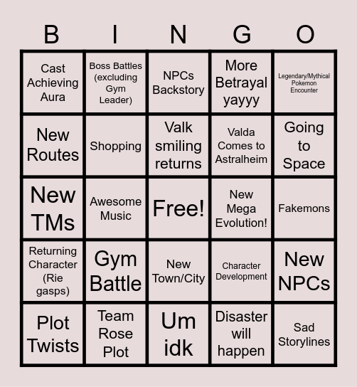 Session 7 (Oh Boy! :D) Bingo Card